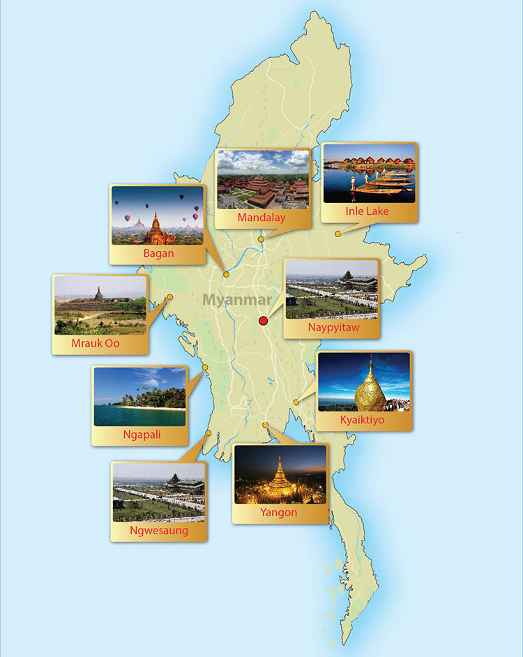 Myanmar Day Tour Map