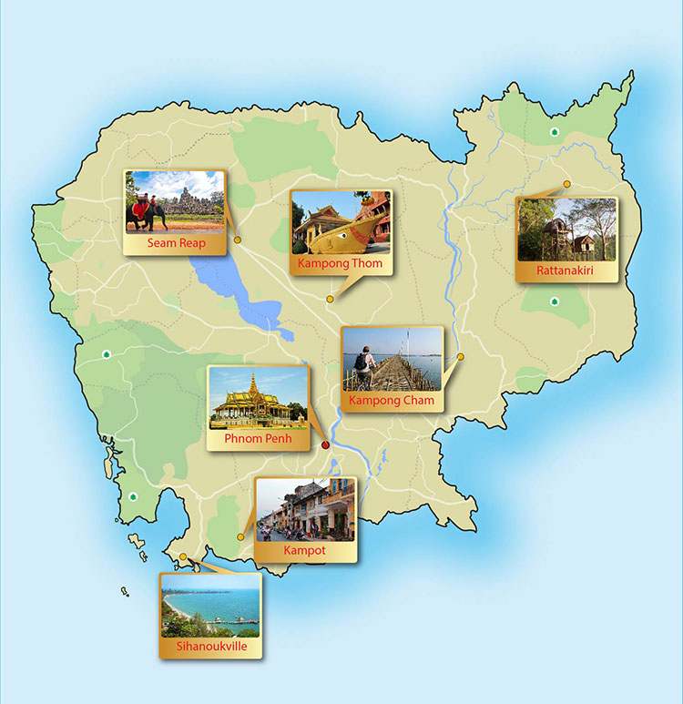 Cambodia day tour map